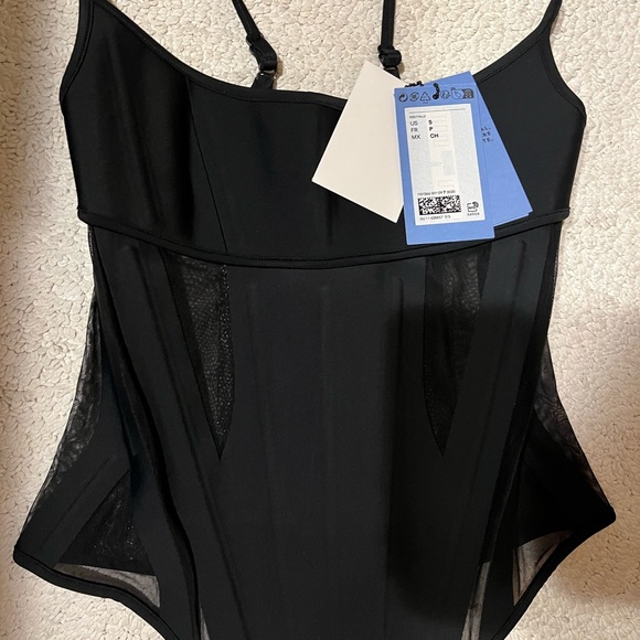 Mugler x H&M Corset mesh panel top, black, Size S - Picture 3 of 3